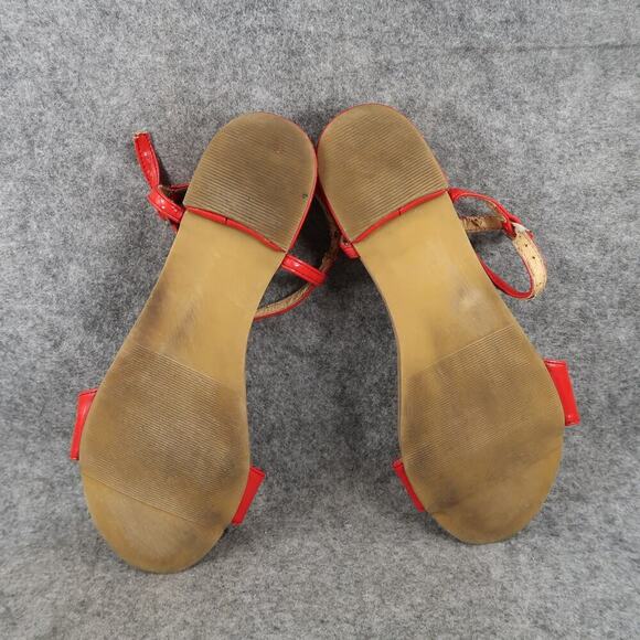 Rampage Shoes Womens 7 Sandals Flats Red Patent Ankle Buckle Strap Bow Casual - Picture 9 of 10